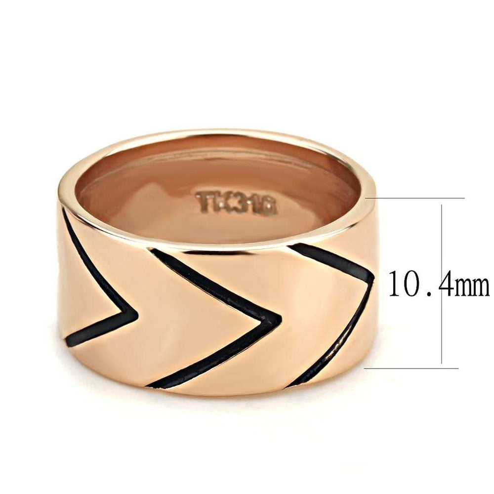 TK3563 - IP Rose Gold(Ion Plating) Stainless Steel Ring with Epoxy in Jet - Alamode - Flyclothing LLC