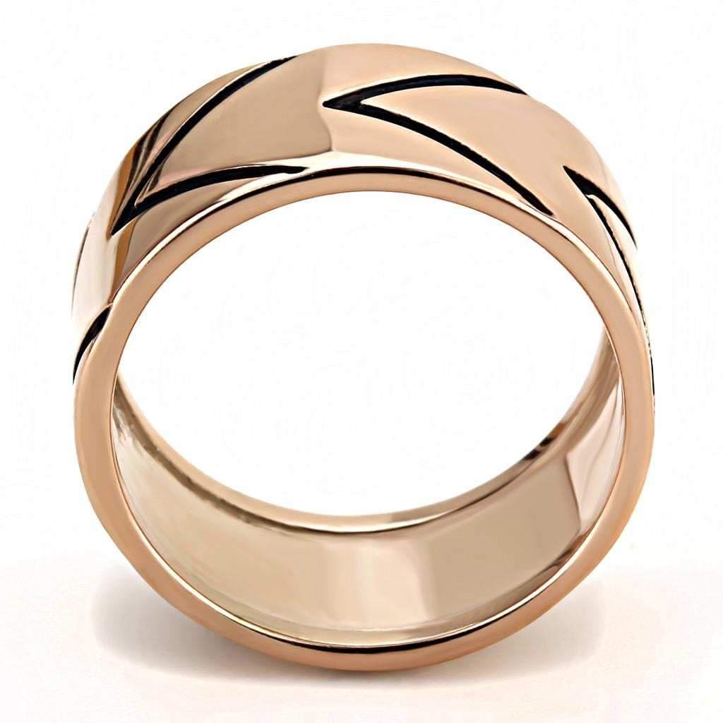 TK3563 - IP Rose Gold(Ion Plating) Stainless Steel Ring with Epoxy in Jet - Alamode - Flyclothing LLC