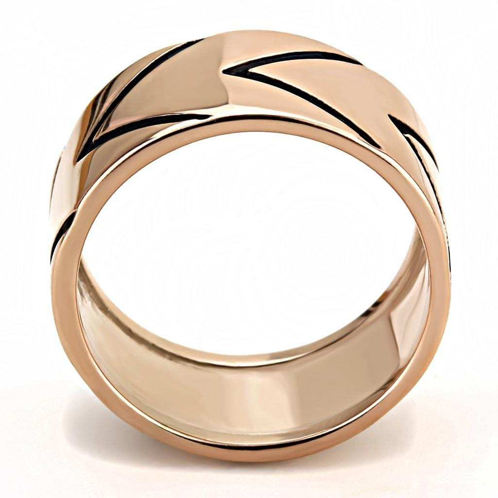 TK3563 - IP Rose Gold(Ion Plating) Stainless Steel Ring with Epoxy in Jet - Alamode - Flyclothing LLC