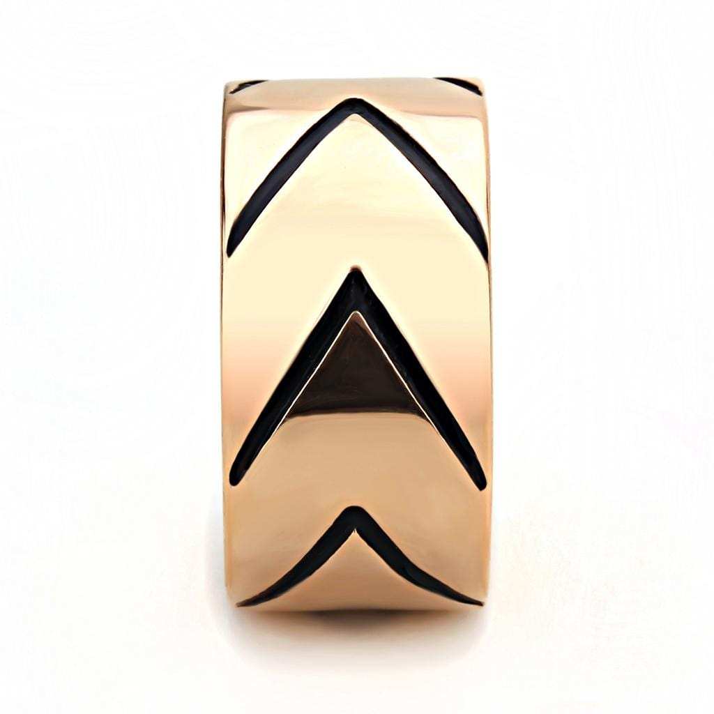 TK3563 - IP Rose Gold(Ion Plating) Stainless Steel Ring with Epoxy in Jet - Alamode - Flyclothing LLC