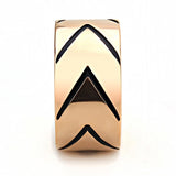 TK3563 - IP Rose Gold(Ion Plating) Stainless Steel Ring with Epoxy  in Jet - Alamode
