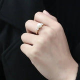 TK3567 - IP Gold(Ion Plating) Stainless Steel Ring with Synthetic Pearl in White - Alamode - Flyclothing LLC