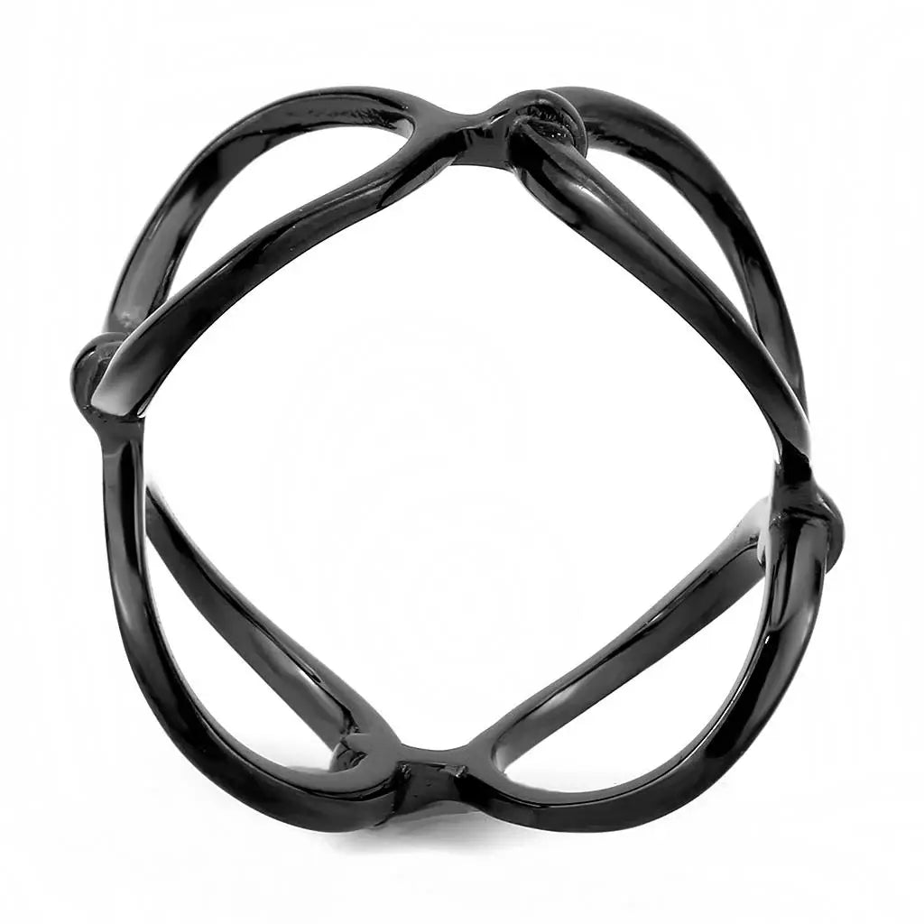 TK3568 - IP Black(Ion Plating) Stainless Steel Ring with No Stone - Alamode - Flyclothing LLC