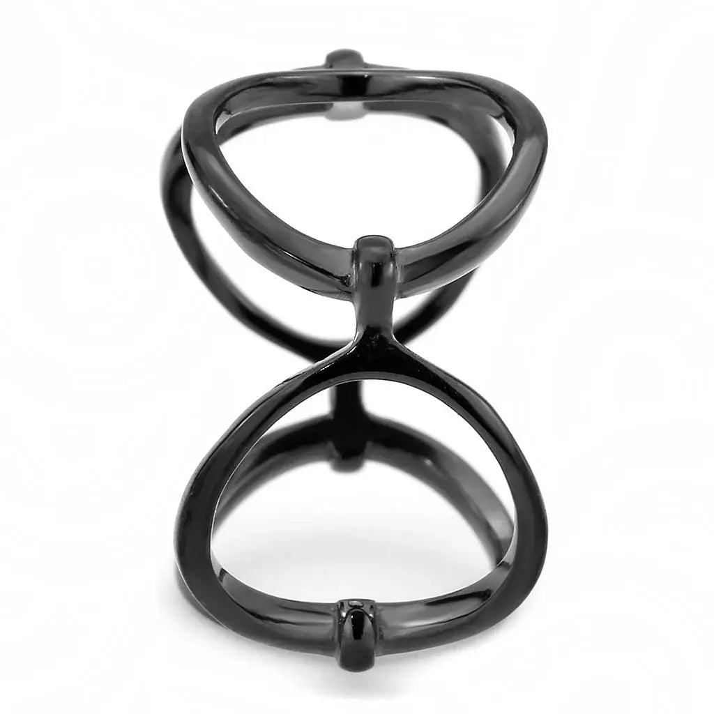 TK3568 - IP Black(Ion Plating) Stainless Steel Ring with No Stone - Alamode - Flyclothing LLC