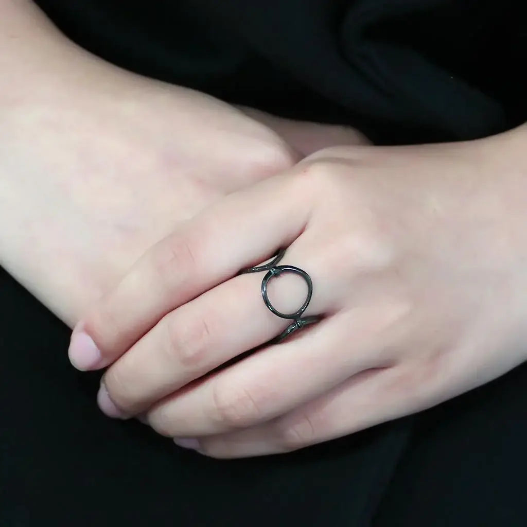 TK3568 - IP Black(Ion Plating) Stainless Steel Ring with No Stone - Alamode - Flyclothing LLC