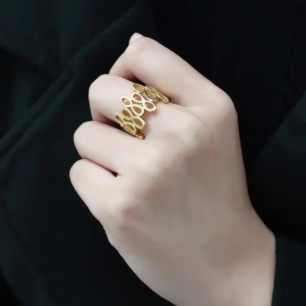 TK3569 - IP Gold(Ion Plating) Stainless Steel Ring with No Stone - Alamode - Flyclothing LLC
