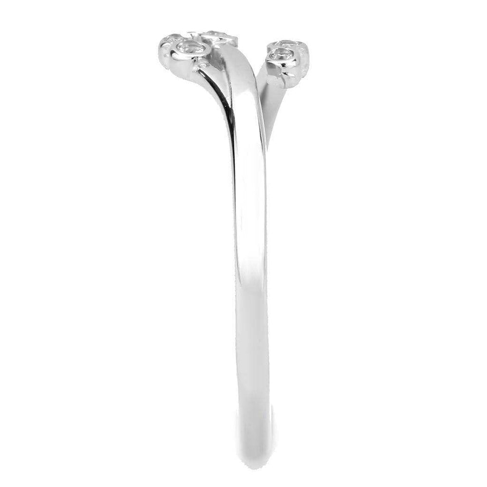 TK3570 - No Plating Stainless Steel Ring with AAA Grade CZ in Clear - Alamode - Flyclothing LLC