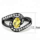 TK3571 - IP Black(Ion Plating) Stainless Steel Ring with AAA Grade CZ in Topaz - Alamode - Flyclothing LLC
