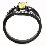 TK3571 - IP Black(Ion Plating) Stainless Steel Ring with AAA Grade CZ in Topaz - Alamode - Flyclothing LLC