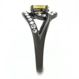 TK3571 - IP Black(Ion Plating) Stainless Steel Ring with AAA Grade CZ in Topaz - Alamode - Flyclothing LLC