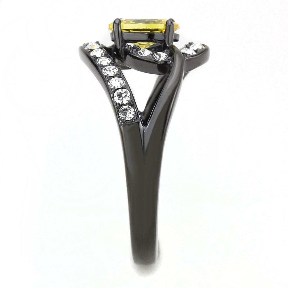 TK3571 - IP Black(Ion Plating) Stainless Steel Ring with AAA Grade CZ in Topaz - Alamode - Flyclothing LLC