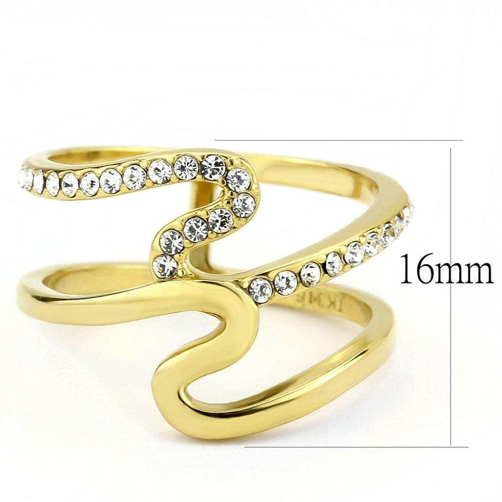 TK3574 - IP Gold(Ion Plating) Stainless Steel Ring with Top Grade Crystal in Clear - Alamode - Flyclothing LLC