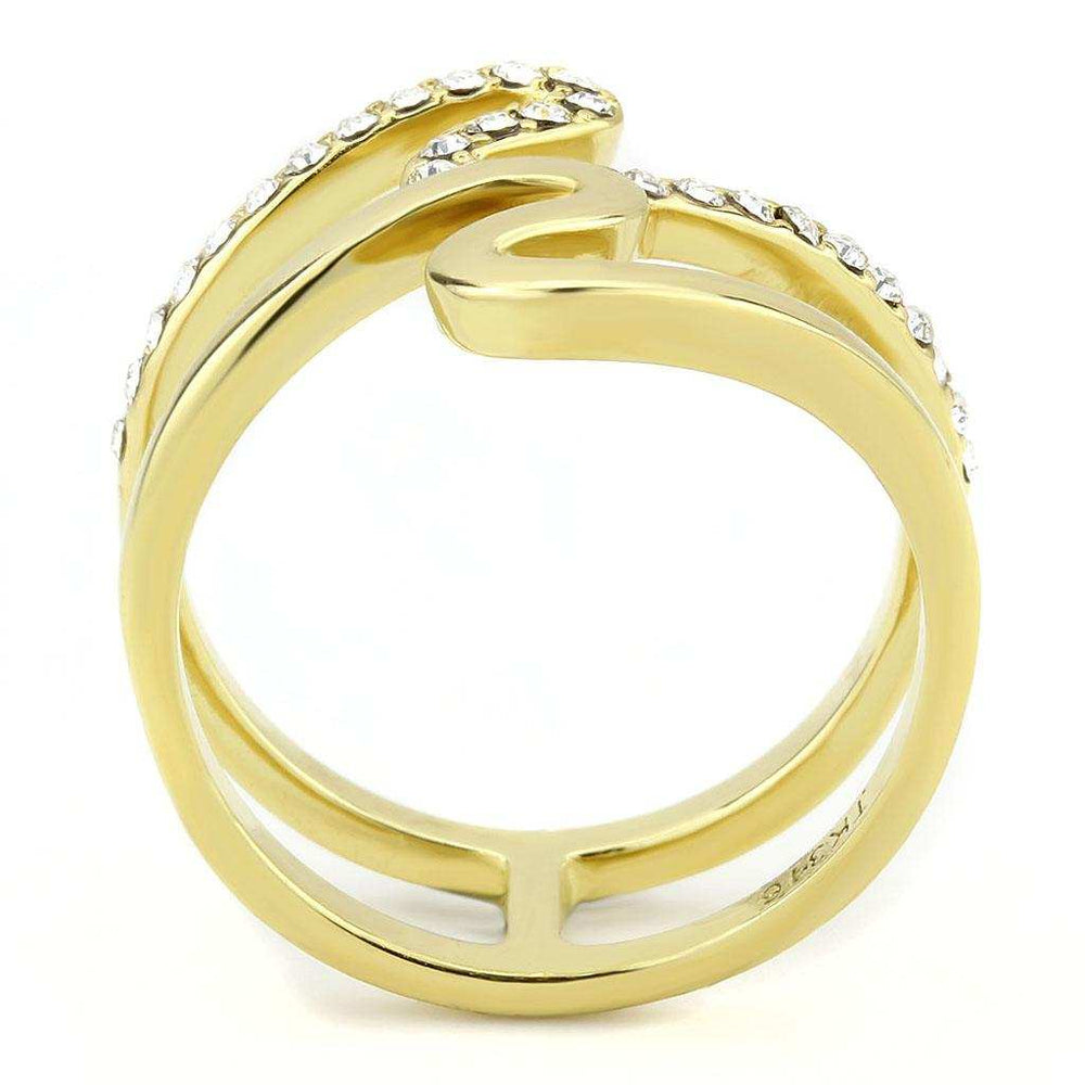TK3574 - IP Gold(Ion Plating) Stainless Steel Ring with Top Grade Crystal in Clear - Alamode - Flyclothing LLC
