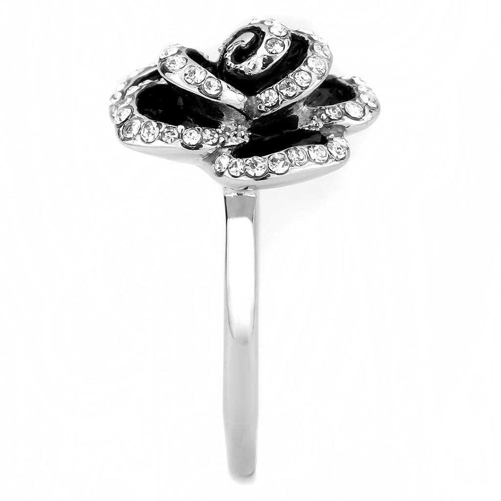TK3577 - No Plating Stainless Steel Ring with Top Grade Crystal in Clear - Alamode - Flyclothing LLC