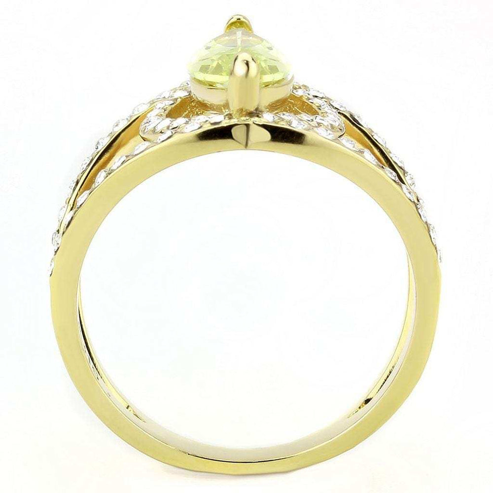 TK3578 - IP Gold(Ion Plating) Stainless Steel Ring with AAA Grade CZ in Apple Green color - Alamode - Flyclothing LLC