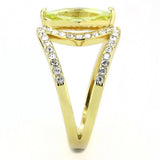 TK3578 - IP Gold(Ion Plating) Stainless Steel Ring with AAA Grade CZ in Apple Green color - Alamode - Flyclothing LLC