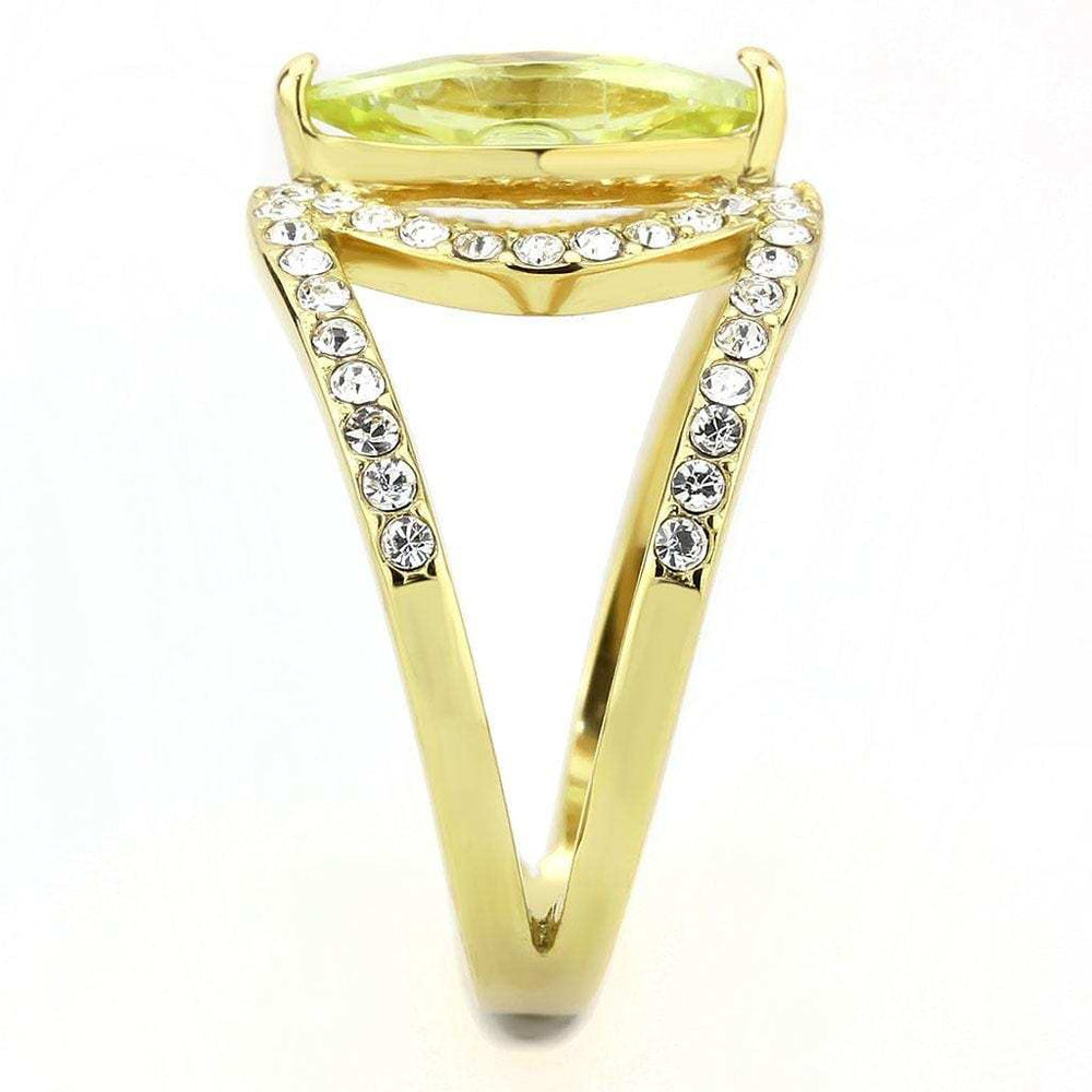 TK3578 - IP Gold(Ion Plating) Stainless Steel Ring with AAA Grade CZ in Apple Green color - Alamode - Flyclothing LLC