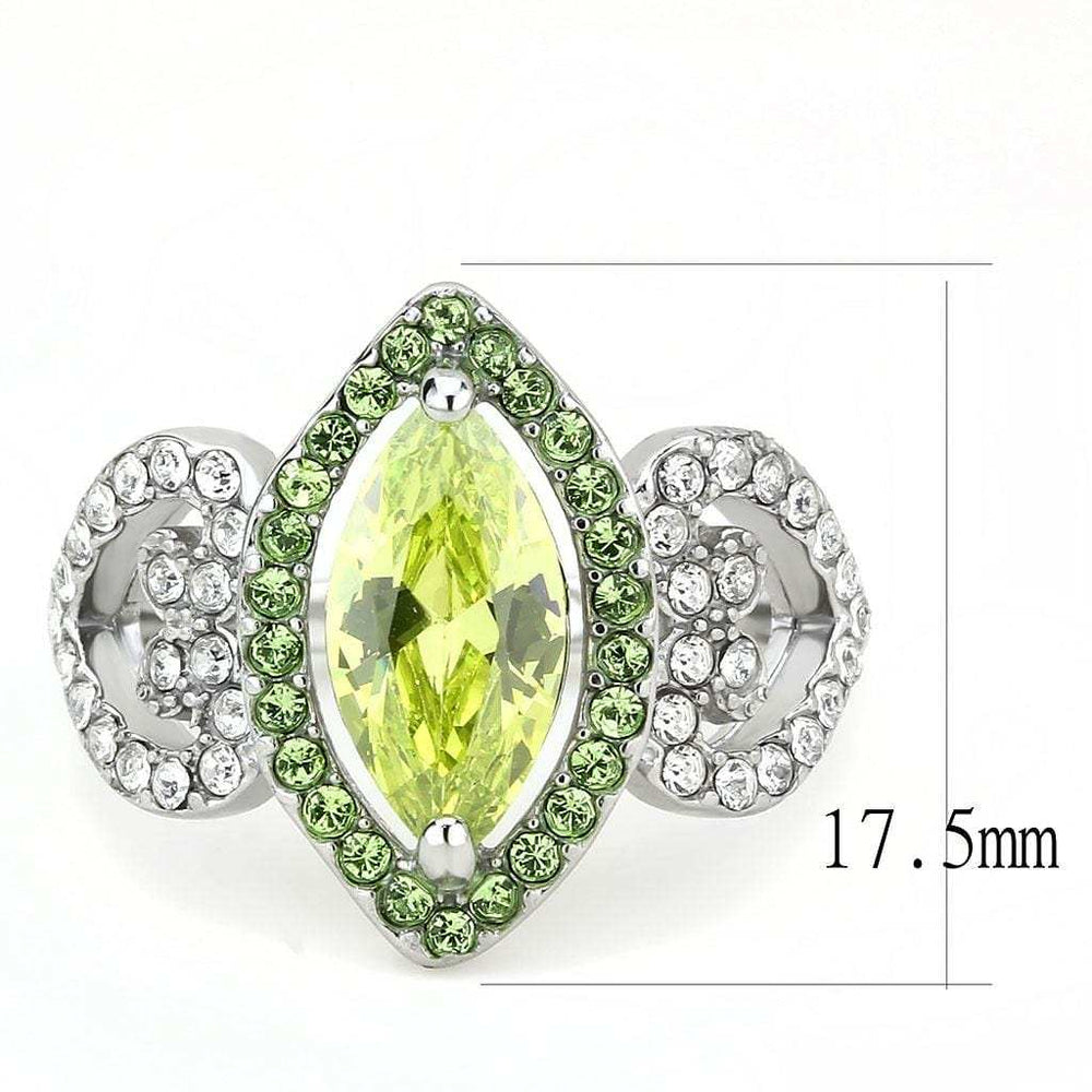 TK3579 - No Plating Stainless Steel Ring with AAA Grade CZ in Apple Green color - Alamode - Flyclothing LLC