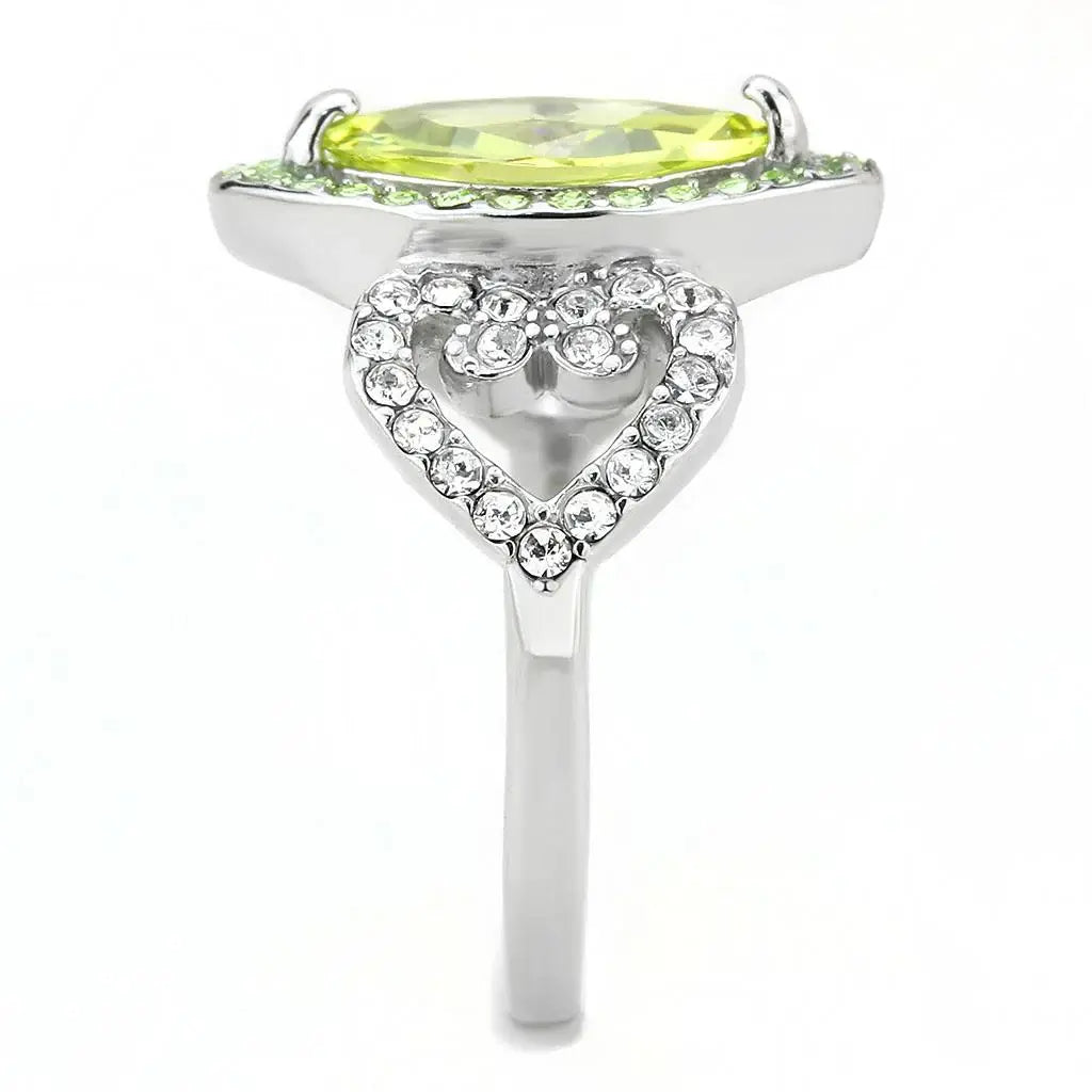 TK3579 - No Plating Stainless Steel Ring with AAA Grade CZ in Apple Green color - Alamode - Flyclothing LLC