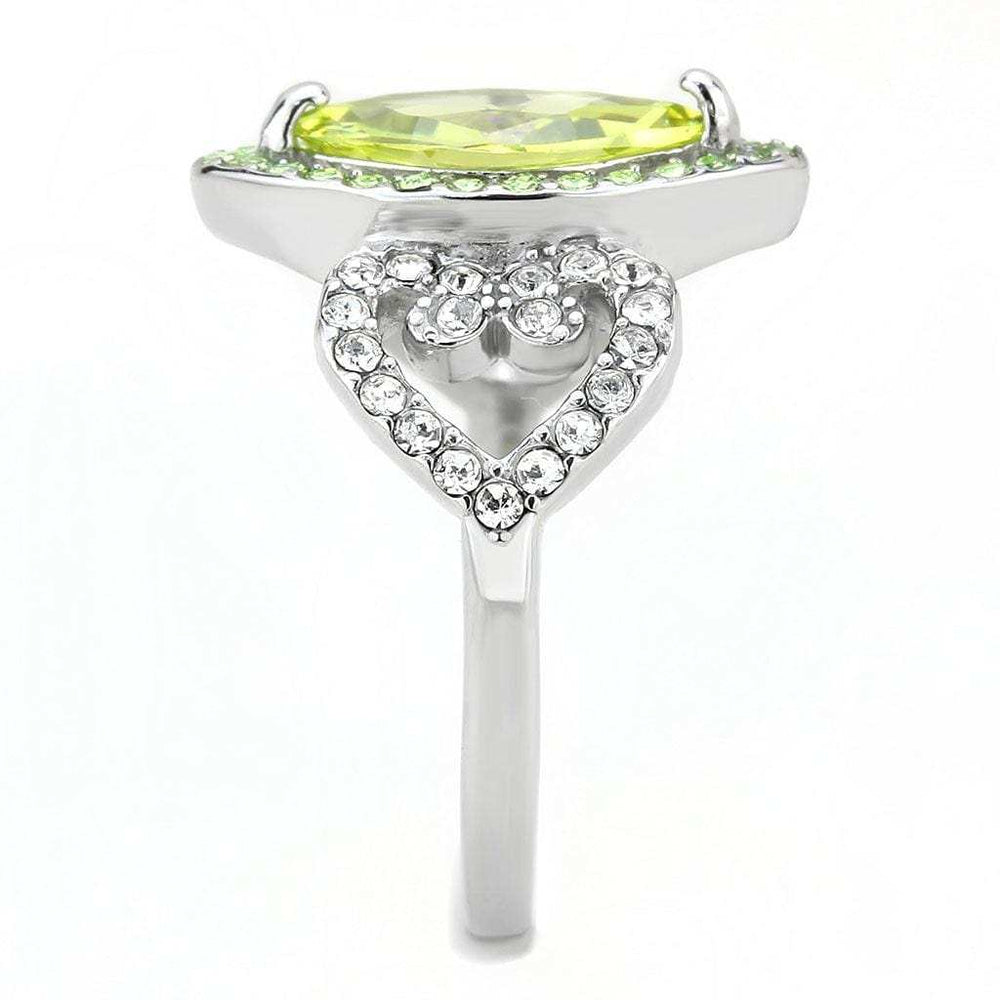 TK3579 - No Plating Stainless Steel Ring with AAA Grade CZ in Apple Green color - Alamode - Flyclothing LLC
