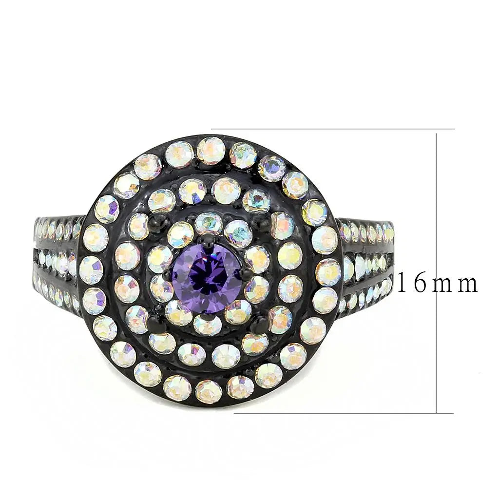 TK3580 - IP Black(Ion Plating) Stainless Steel Ring with Assorted in Multi Color - Alamode - Flyclothing LLC
