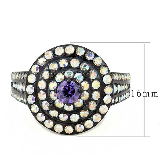 TK3580 - IP Black(Ion Plating) Stainless Steel Ring with Assorted in Multi Color - Alamode - Flyclothing LLC