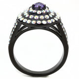 TK3580 - IP Black(Ion Plating) Stainless Steel Ring with Assorted  in Multi Color - Alamode