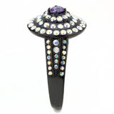 TK3580 - IP Black(Ion Plating) Stainless Steel Ring with Assorted  in Multi Color - Alamode