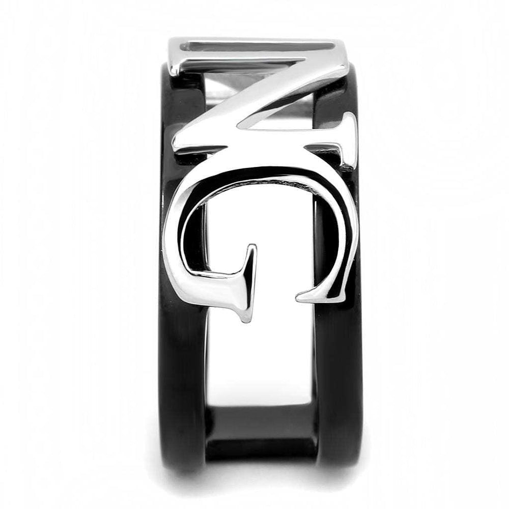 TK3583 - Two-Tone IP Black (Ion Plating) Stainless Steel Ring with No Stone - Alamode - Flyclothing LLC