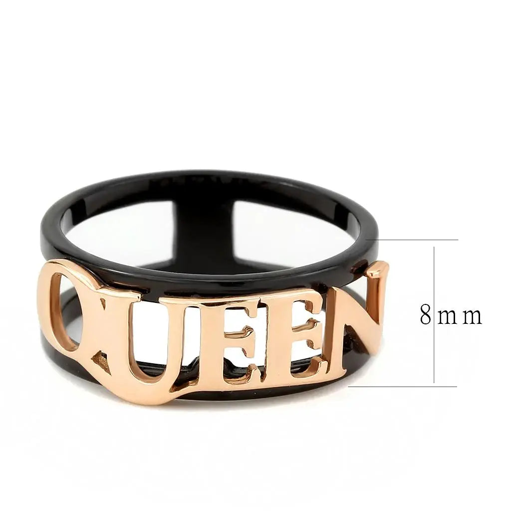 TK3584 - IP Rose Gold+ IP Black (Ion Plating) Stainless Steel Ring with No Stone - Alamode - Flyclothing LLC