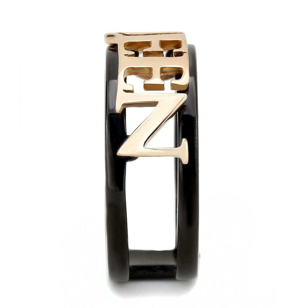 TK3584 - IP Rose Gold+ IP Black (Ion Plating) Stainless Steel Ring with No Stone - Alamode - Flyclothing LLC