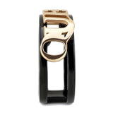 TK3584 - IP Rose Gold+ IP Black (Ion Plating) Stainless Steel Ring with No Stone - Alamode