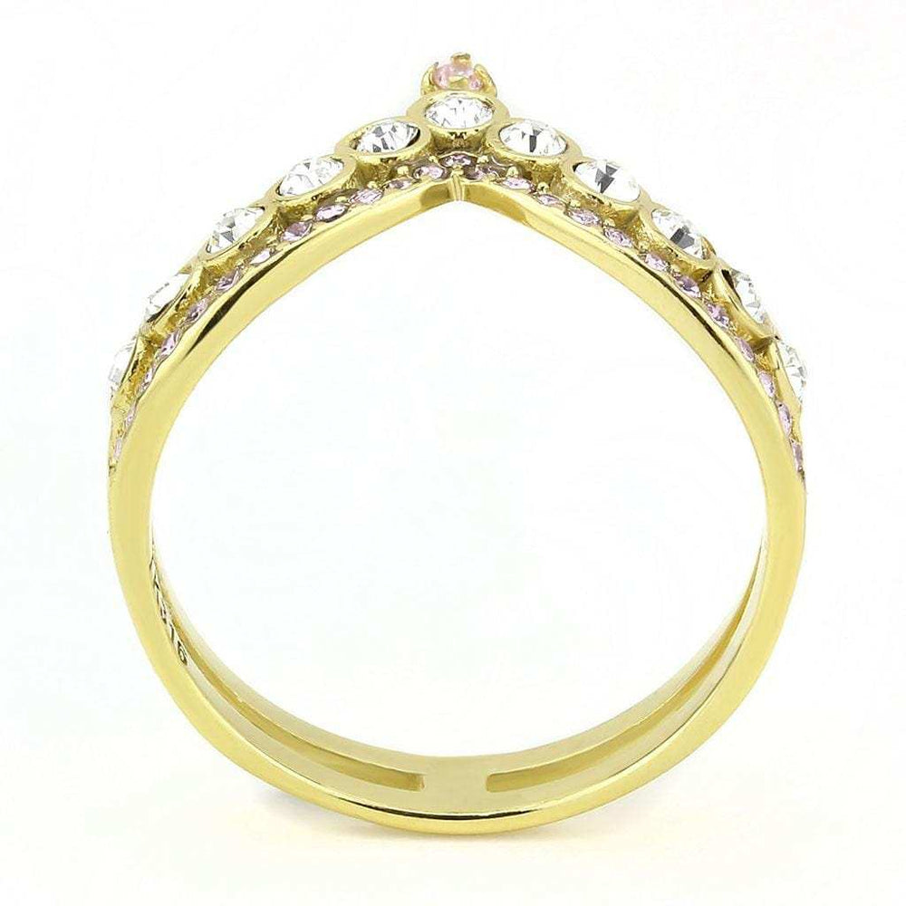 TK3587 - IP Gold(Ion Plating) Stainless Steel Ring with AAA Grade CZ in Rose - Alamode - Flyclothing LLC
