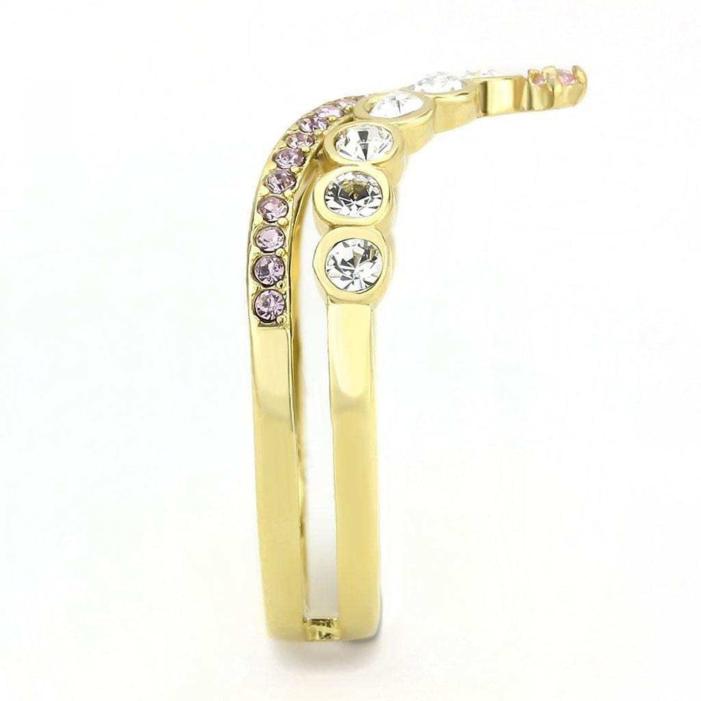 TK3587 - IP Gold(Ion Plating) Stainless Steel Ring with AAA Grade CZ in Rose - Alamode - Flyclothing LLC