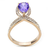 TK3589 - IP Rose Gold(Ion Plating) Stainless Steel Ring with AAA Grade CZ  in Tanzanite - Alamode