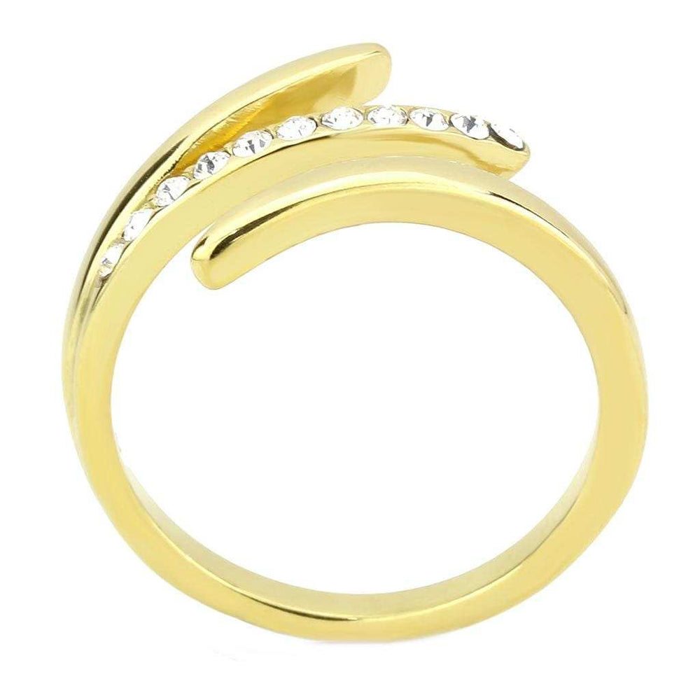 TK3590 - IP Gold(Ion Plating) Stainless Steel Ring with Top Grade Crystal in Clear - Alamode - Flyclothing LLC