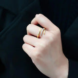 TK3590 - IP Gold(Ion Plating) Stainless Steel Ring with Top Grade Crystal in Clear - Alamode - Flyclothing LLC