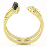 TK3591 - IP Gold(Ion Plating) Stainless Steel Ring with Top Grade Crystal in Jet - Alamode - Flyclothing LLC