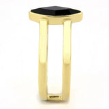 TK3591 - IP Gold(Ion Plating) Stainless Steel Ring with Top Grade Crystal in Jet - Alamode - Flyclothing LLC