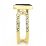 TK3591 - IP Gold(Ion Plating) Stainless Steel Ring with Top Grade Crystal in Jet - Alamode - Flyclothing LLC