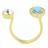 TK3592 - IP Gold(Ion Plating) Stainless Steel Ring with Synthetic Turquoise in Turquoise - Alamode