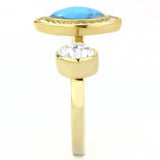 TK3592 - IP Gold(Ion Plating) Stainless Steel Ring with Synthetic Turquoise in Turquoise - Alamode - Flyclothing LLC