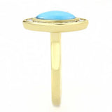 TK3592 - IP Gold(Ion Plating) Stainless Steel Ring with Synthetic Turquoise in Turquoise - Alamode - Flyclothing LLC