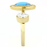 TK3592 - IP Gold(Ion Plating) Stainless Steel Ring with Synthetic Turquoise in Turquoise - Alamode