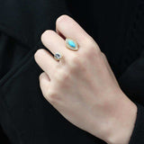 TK3592 - IP Gold(Ion Plating) Stainless Steel Ring with Synthetic Turquoise in Turquoise - Alamode - Flyclothing LLC