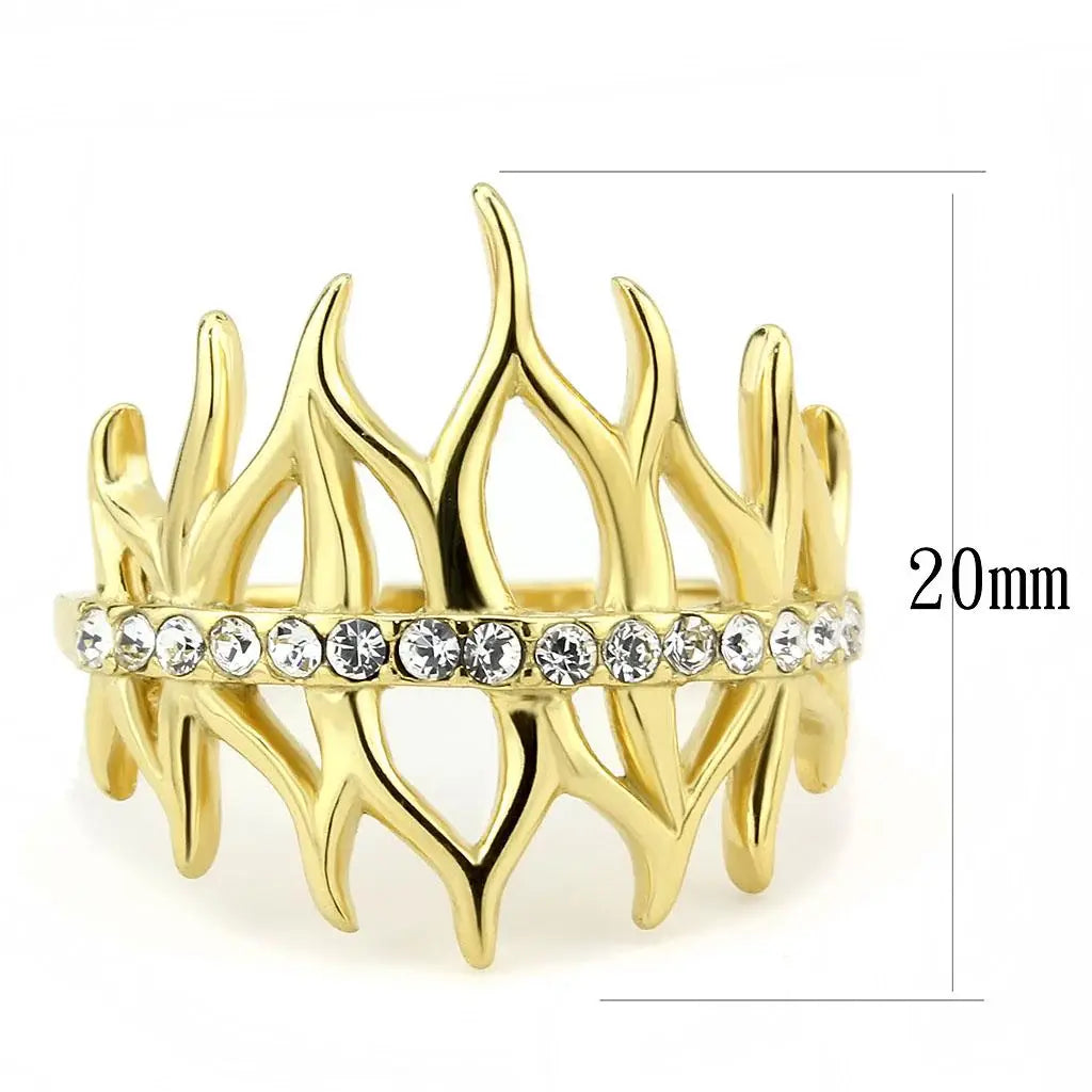 TK3595 - IP Gold(Ion Plating) Stainless Steel Ring with Top Grade Crystal in Clear - Alamode - Flyclothing LLC