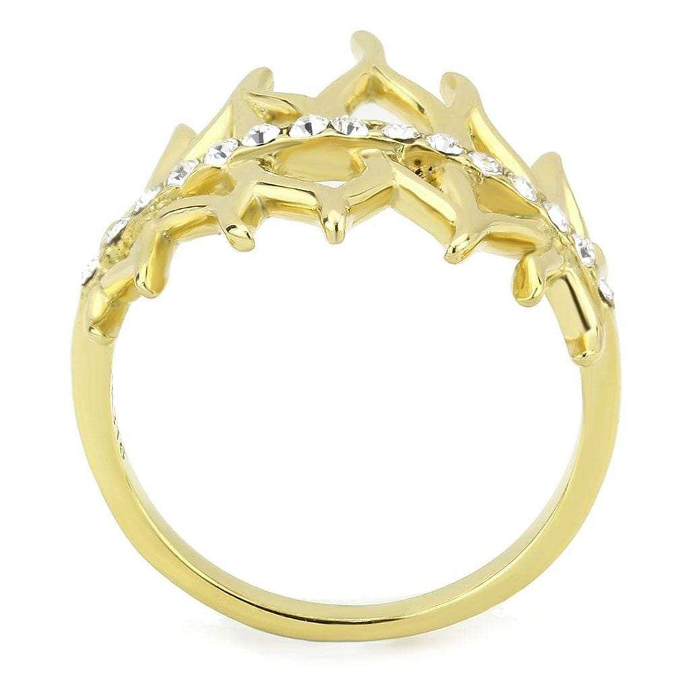 TK3595 - IP Gold(Ion Plating) Stainless Steel Ring with Top Grade Crystal in Clear - Alamode - Flyclothing LLC