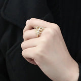 TK3595 - IP Gold(Ion Plating) Stainless Steel Ring with Top Grade Crystal in Clear - Alamode - Flyclothing LLC