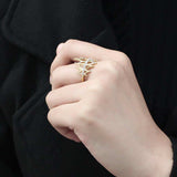 TK3595 - IP Gold(Ion Plating) Stainless Steel Ring with Top Grade Crystal in Clear - Alamode - Flyclothing LLC