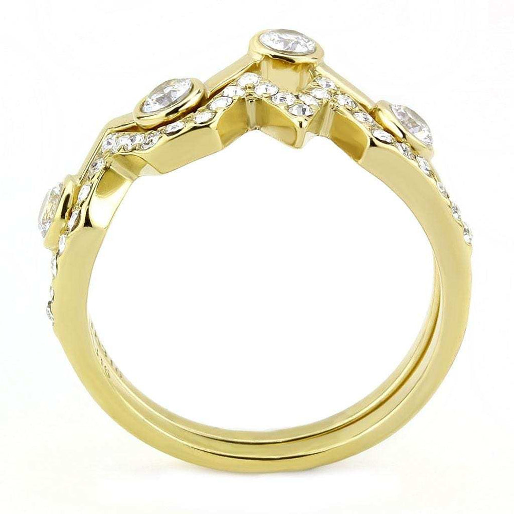 TK3596 - IP Gold(Ion Plating) Stainless Steel Ring with AAA Grade CZ in Clear - Alamode - Flyclothing LLC